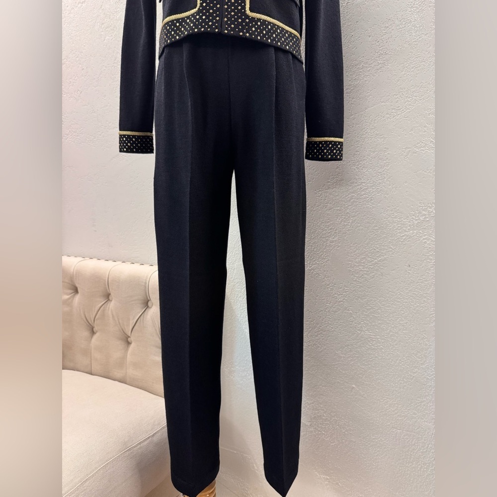 St John Evening Pants Suit Black Studded With Gold Bottons Top P Pants 2 - Picture 12 of 17